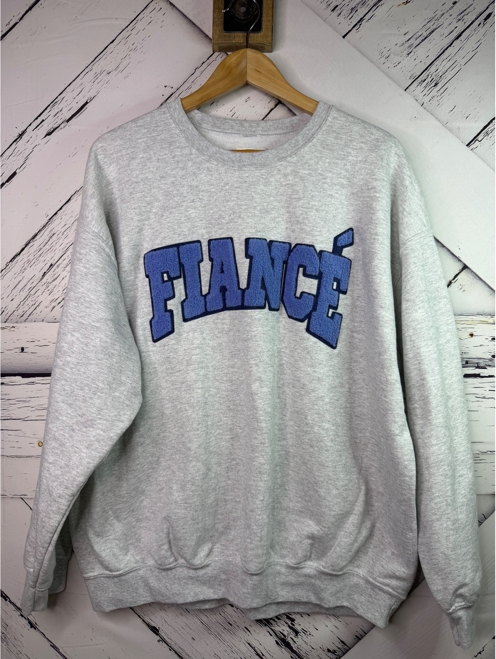Anthropologie Weddings Fiancé Patch Crew-Neck Sweatshirt